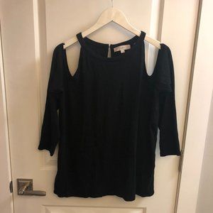Loft Women's Top Black Size XL Over the Shoulder